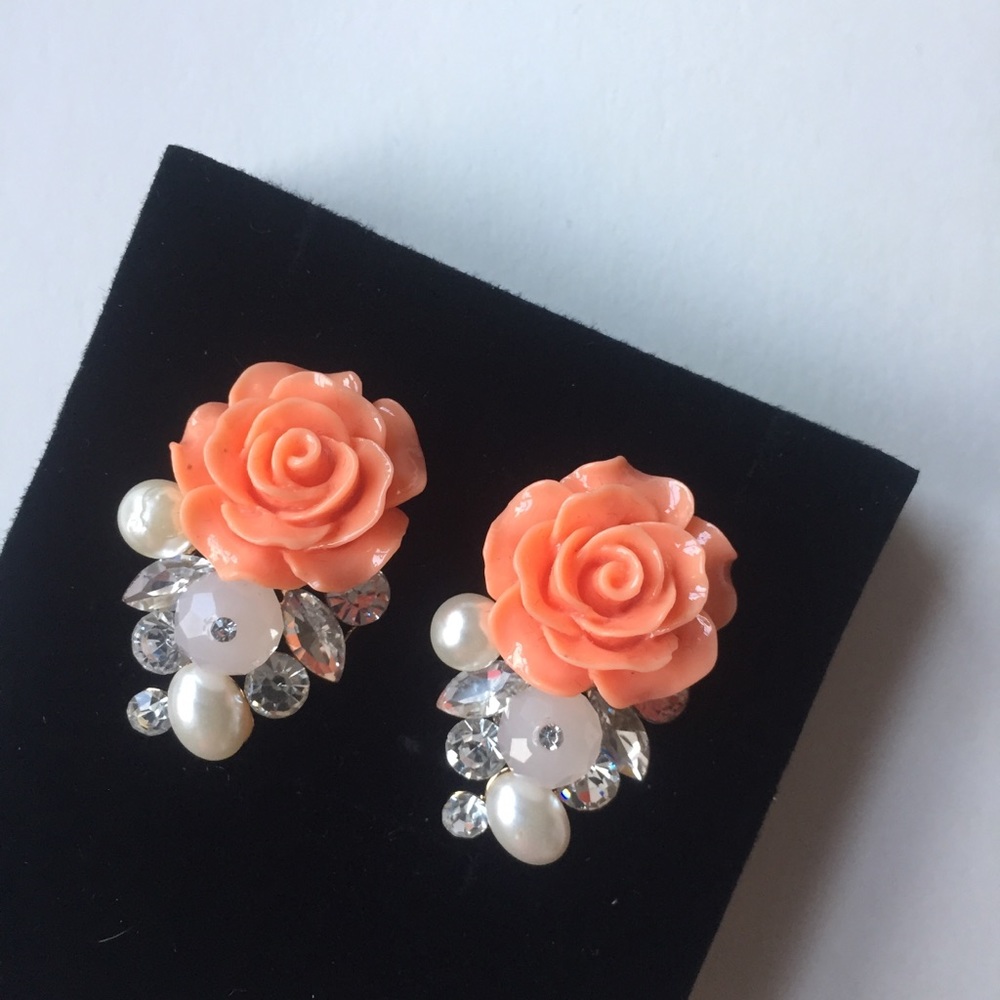 Coral Flower Freshwater Pearls Earrings